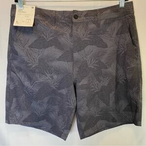 Goodfellow & Co Men’s Hybrid Swim Shorts 9” Inseam Size 36 Leaf Print Dark Grey
